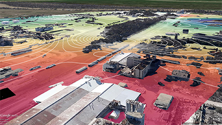 Locus GIS contour layer and raster grid surface exports viewed in Google Earth, available later in 2016.