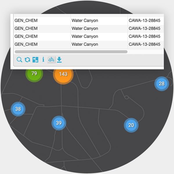 One-click button to instantly map query results from any Intellus data search page